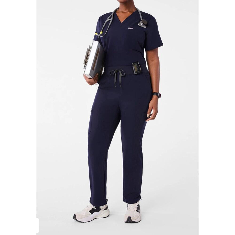 FIGS Women's Yola FIONx Navy High Waisted Skinny Scrub Pants Sz Large Petite